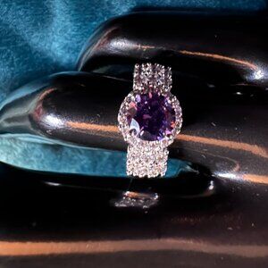 purple and clear cz band ring sz 6 silver from a candle